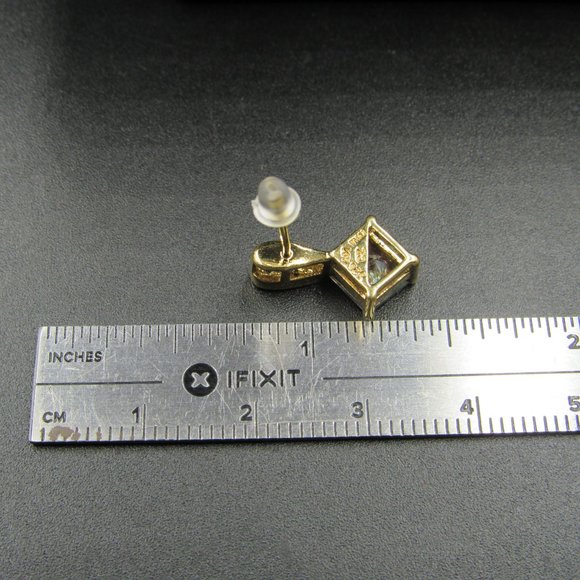 Sterling Gold Plated Rainbow CZ Gem Earrings - Picture 5 of 6